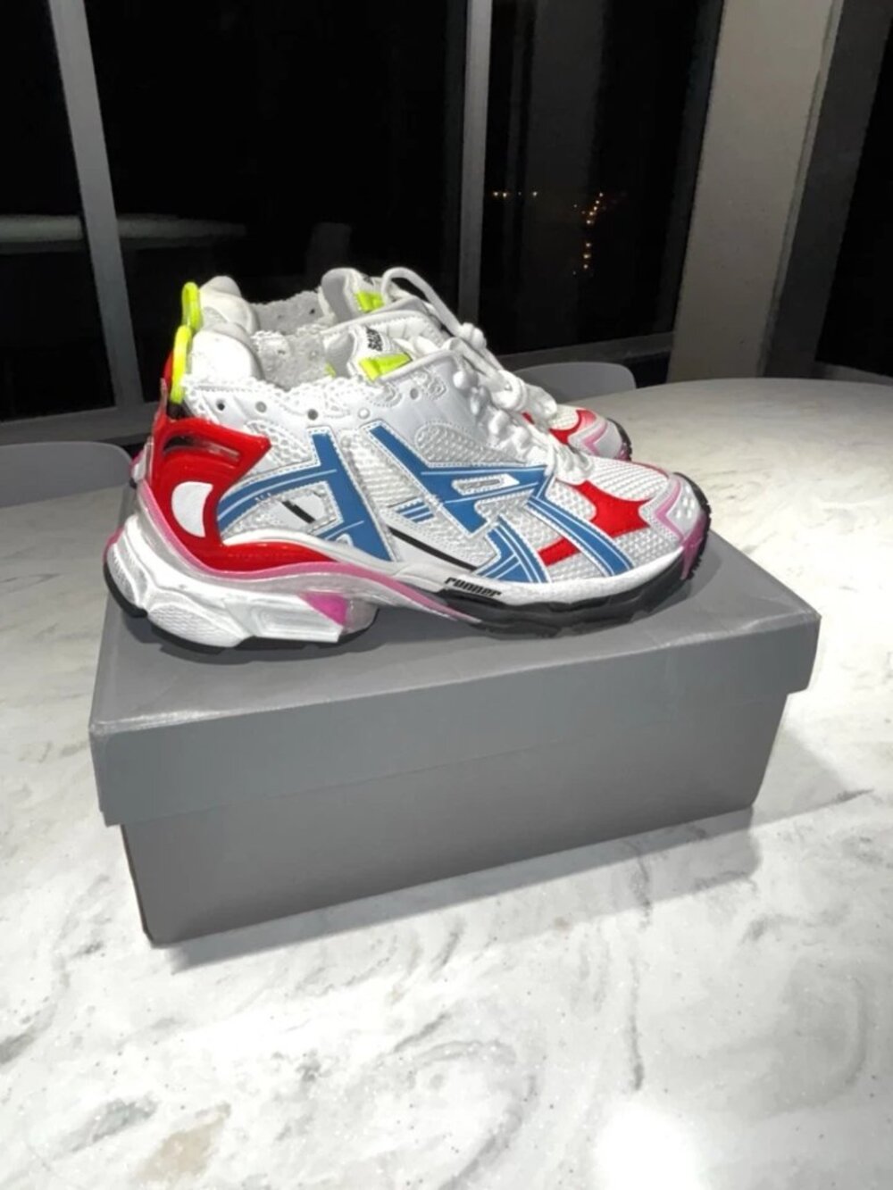 Balenciaga Runner White Red Blue Pink Size US 10